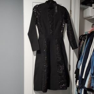 Womens Black Formal Long Sleeve Dress